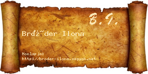 Bröder Ilona névjegykártya